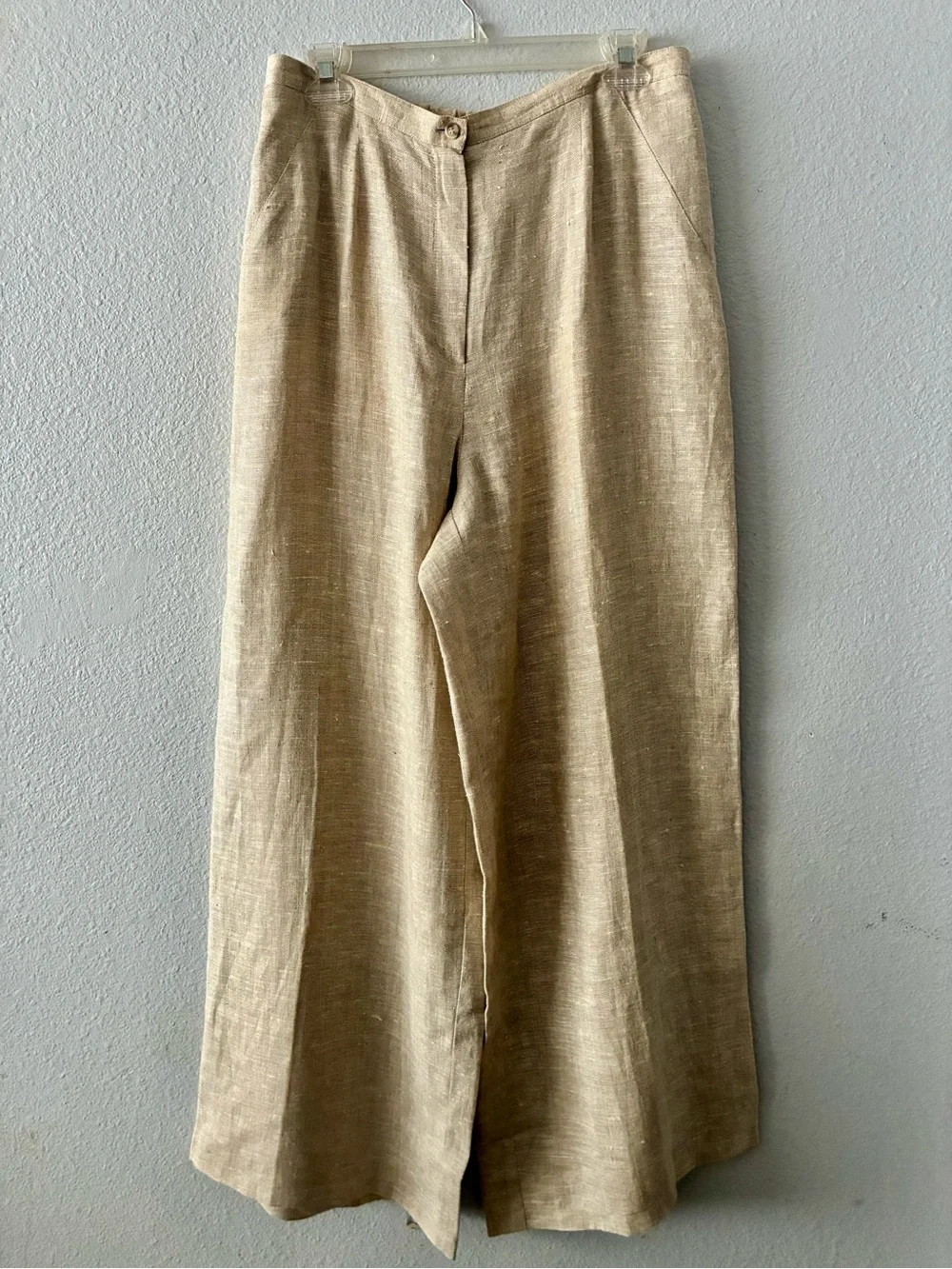 VTG Bernard Holtzman 12 Natural 💯 Thick Linen Wide Leg Pants Quiet Luxury EUC